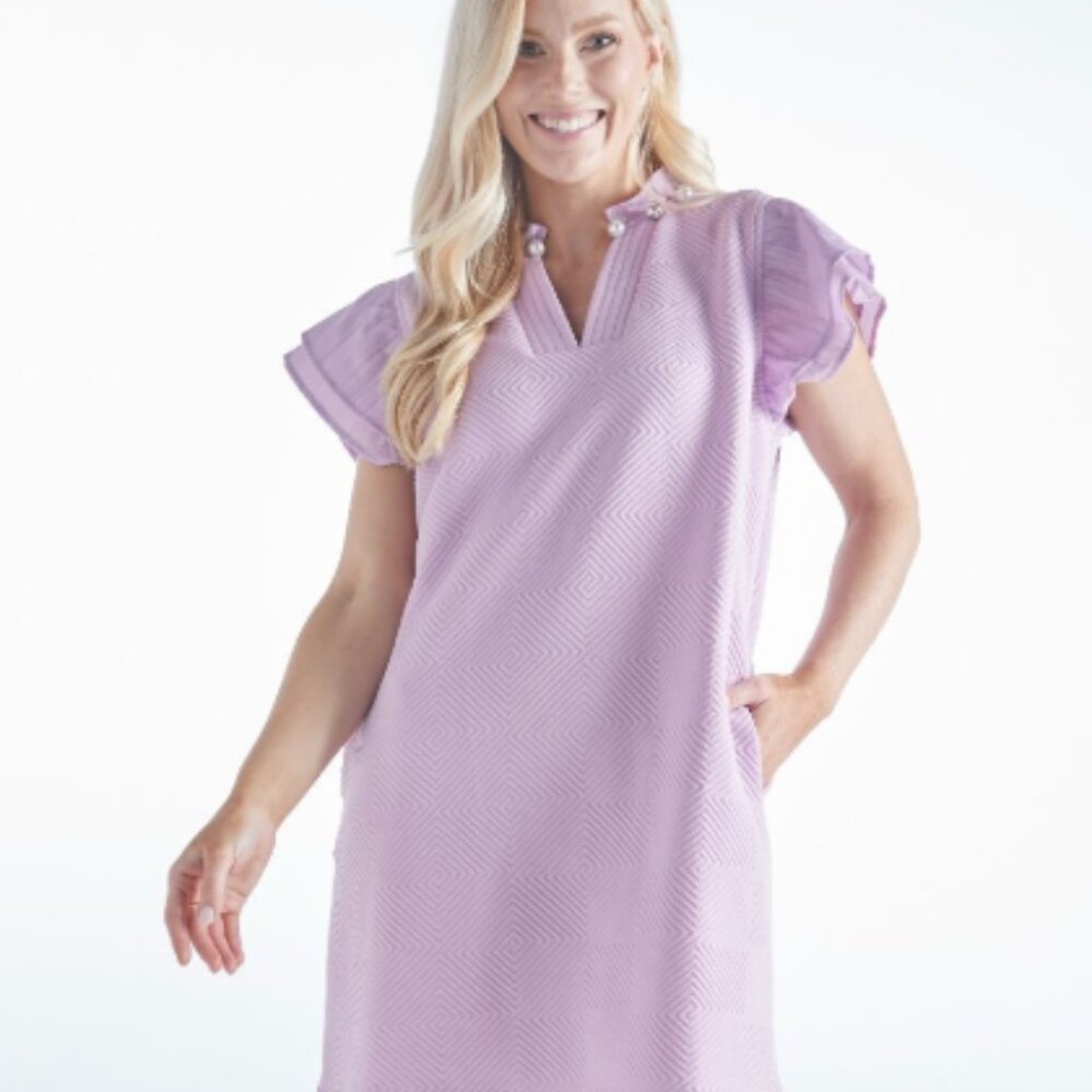 Simply Southern Lavender dress with Crystal detailing and flutter sleeves NWT - Picture 1 of 9